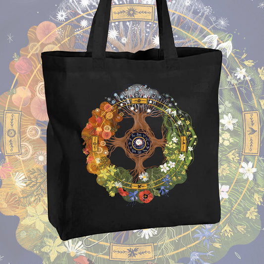 Cotton shopper bag - Slavic Wheel of the Year