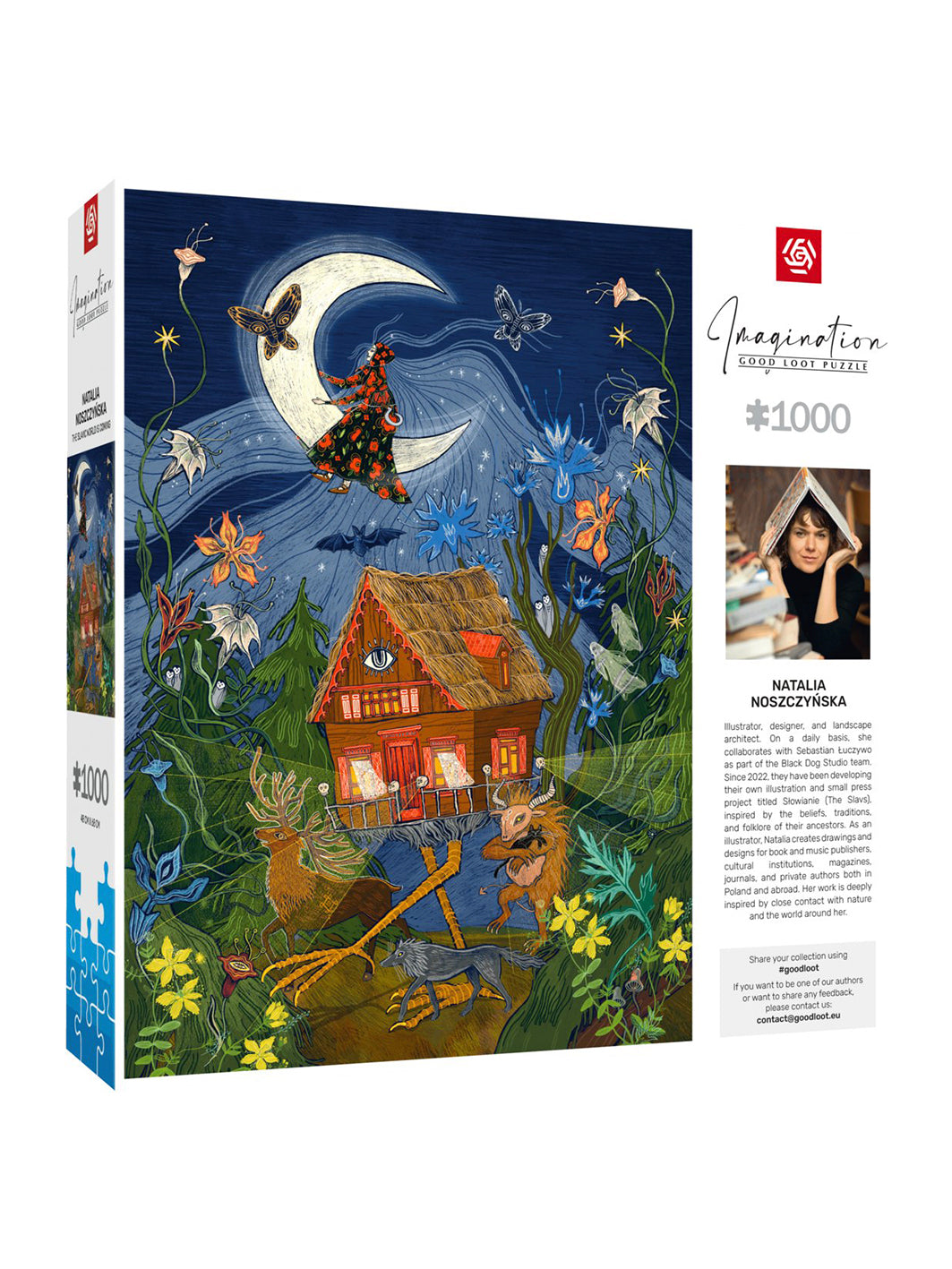 Puzzle Imagination „Słowiański Świat Nadchodzi" — tył pudełka z opisem i parametrami produktu: 1000 elementów, 48×68 cm, Good Loot.
