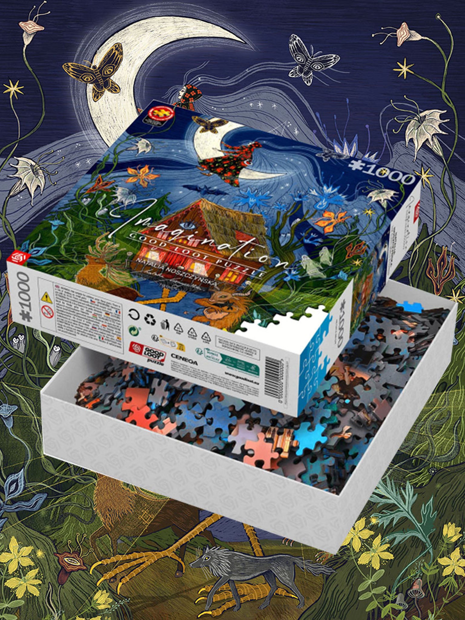 Puzzle Imagination „Słowiański Świat Nadchodzi" 1000 elementów — złożone puzzle prezentujące pełną ilustrację Natalii Noszczyńskiej.