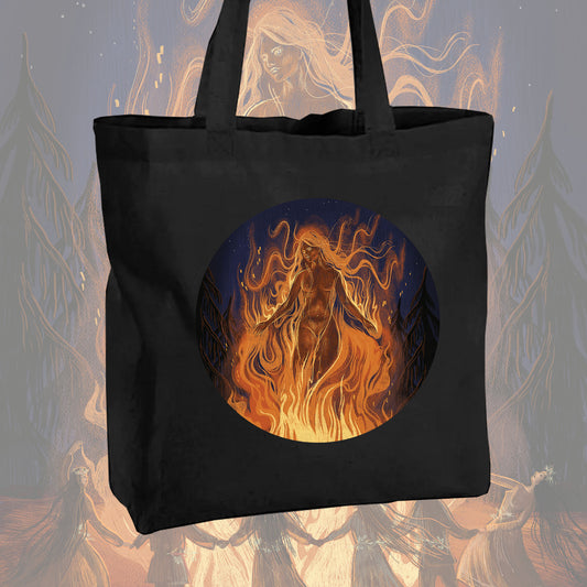 Torba bawełniana shopper Taniec ognia – detal ilustracji, Black Dog Studio