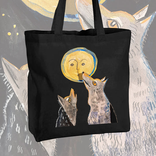 Cotton shopper bag - Wolf's Full Moon